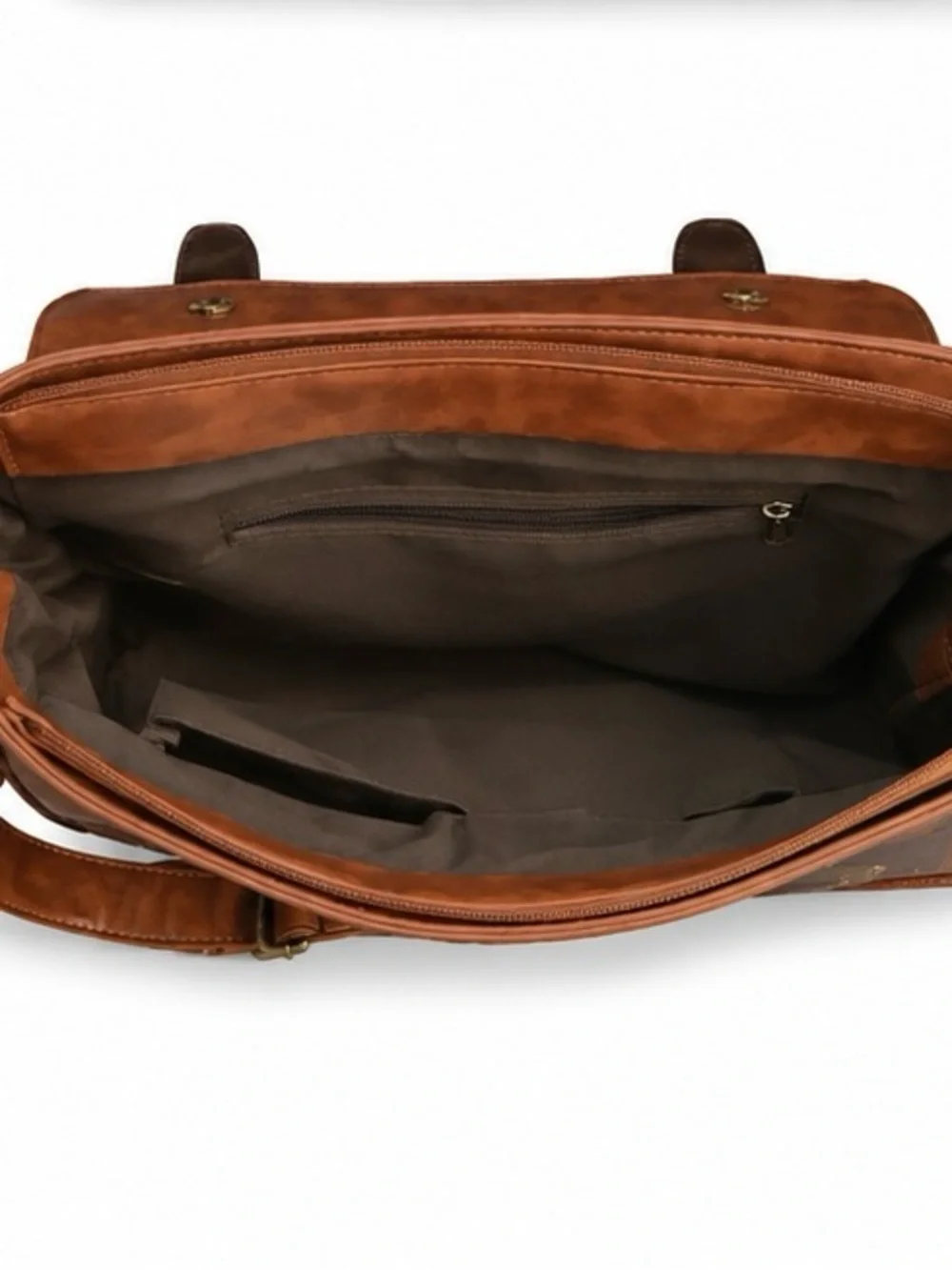 Classic Brown Leather Satchel with Bow Accent
